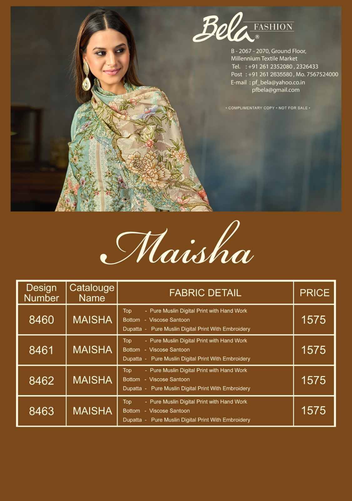 Maisha By Bela 8460 To 8463 Series Beautiful Suits Colorful Stylish Fancy Casual Wear & Ethnic Wear Chiffon Dresses At Wholesale Price